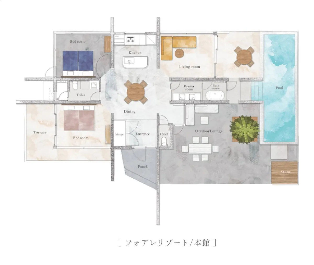 間取り図｜フォアレリゾート今帰仁・運天フクギVilla